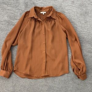 Max Studio Women's Button-Front Textured Blouse in copper Sz S